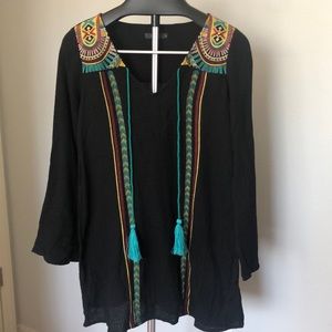 THML Black Tunic with Colorful Embroidery
